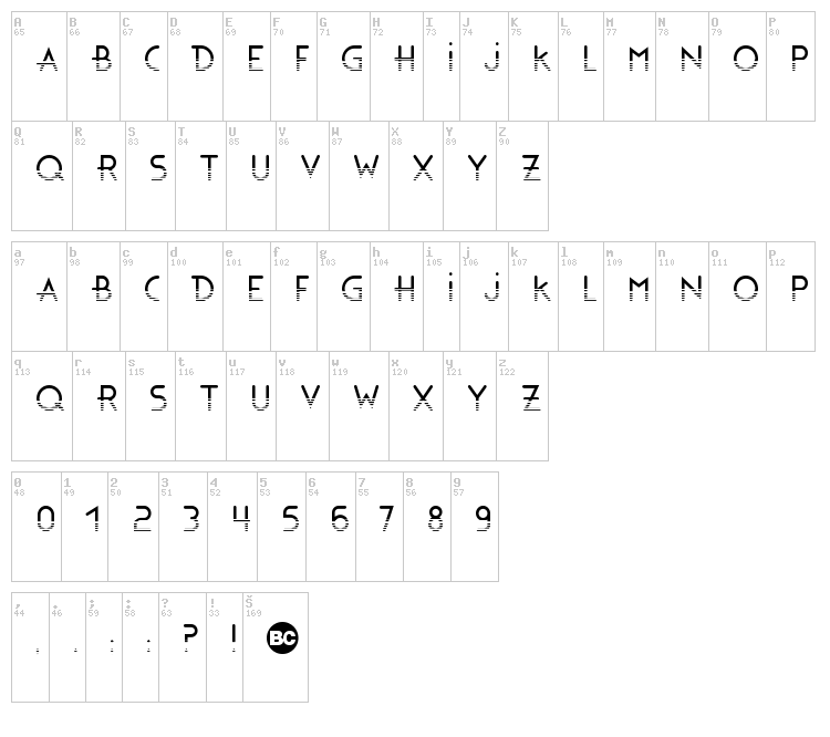 Bonus font map